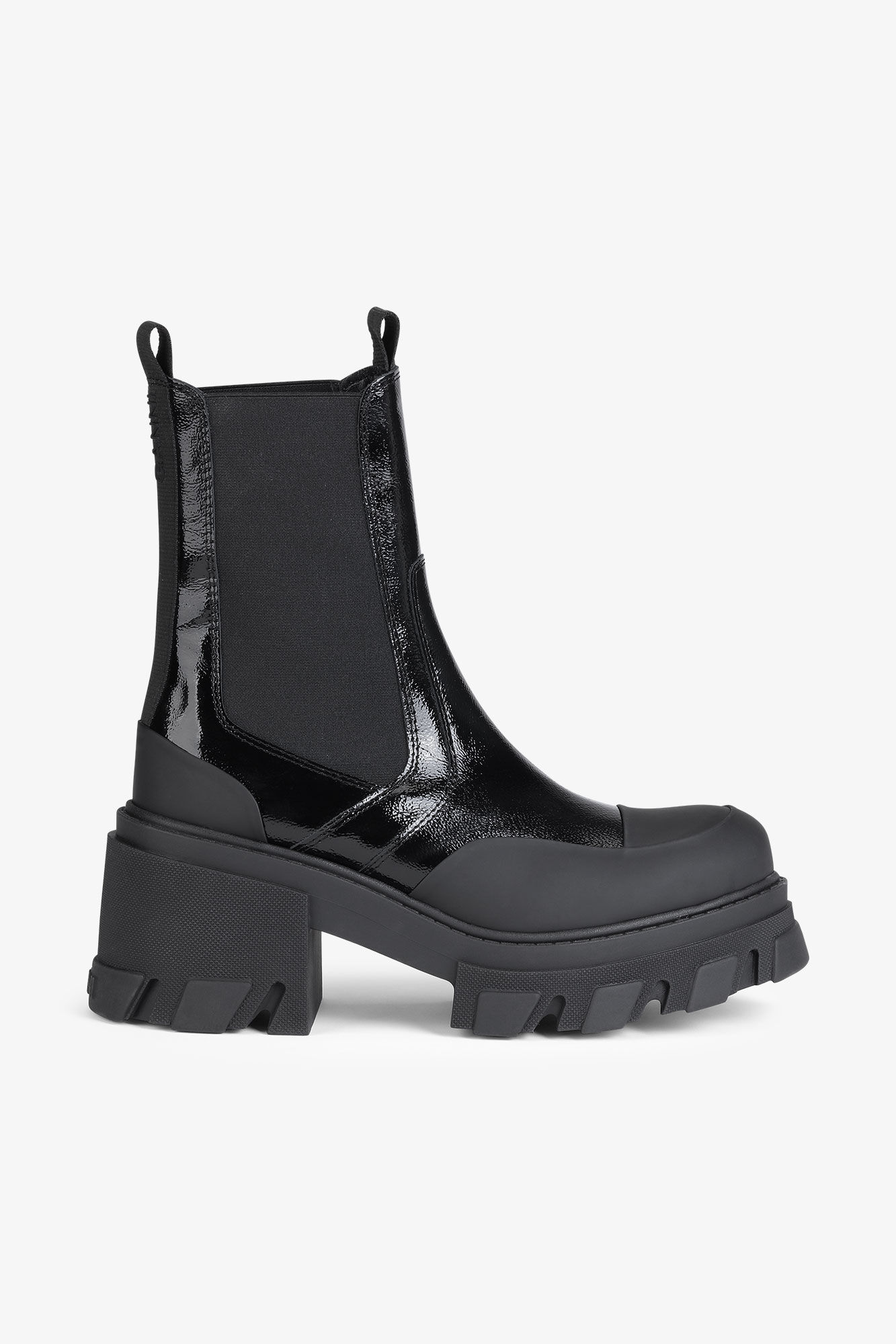 Cleated Heeled Mid Chelsea Støvler, Calf Leather, in colour Black - 1 - GANNI