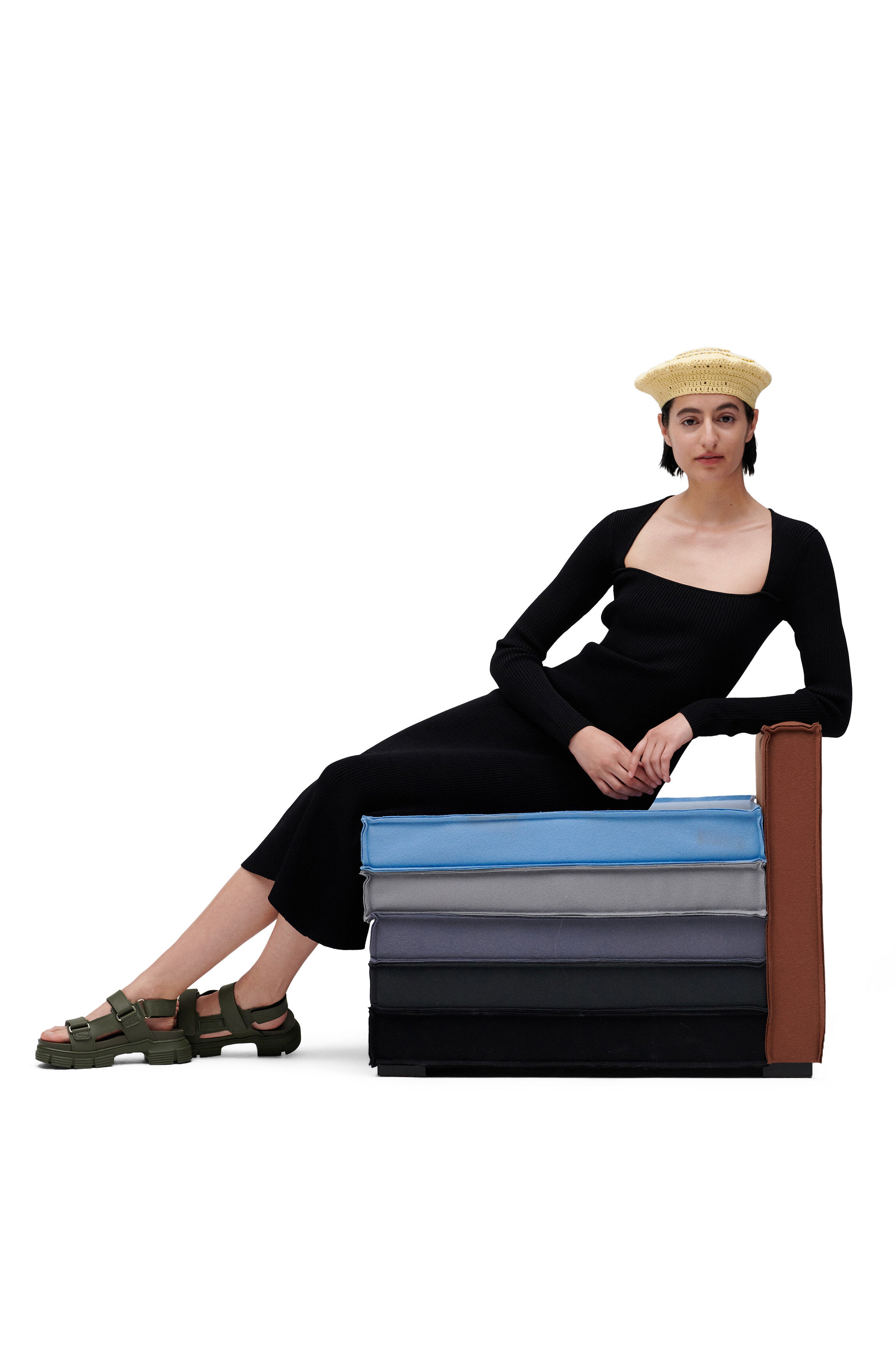 Ganni square neck dress Clearance