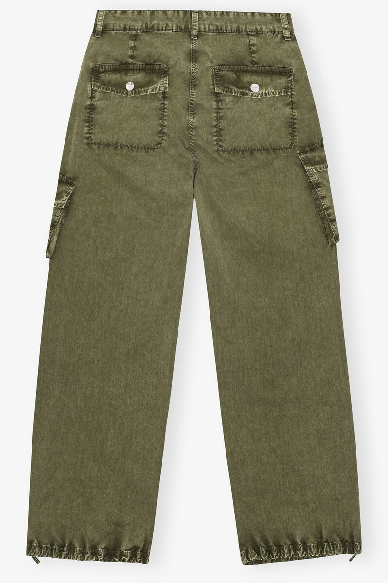 Green Washed Cotton Twill Pants, Cotton, in colour Kalamata - 2 - GANNI