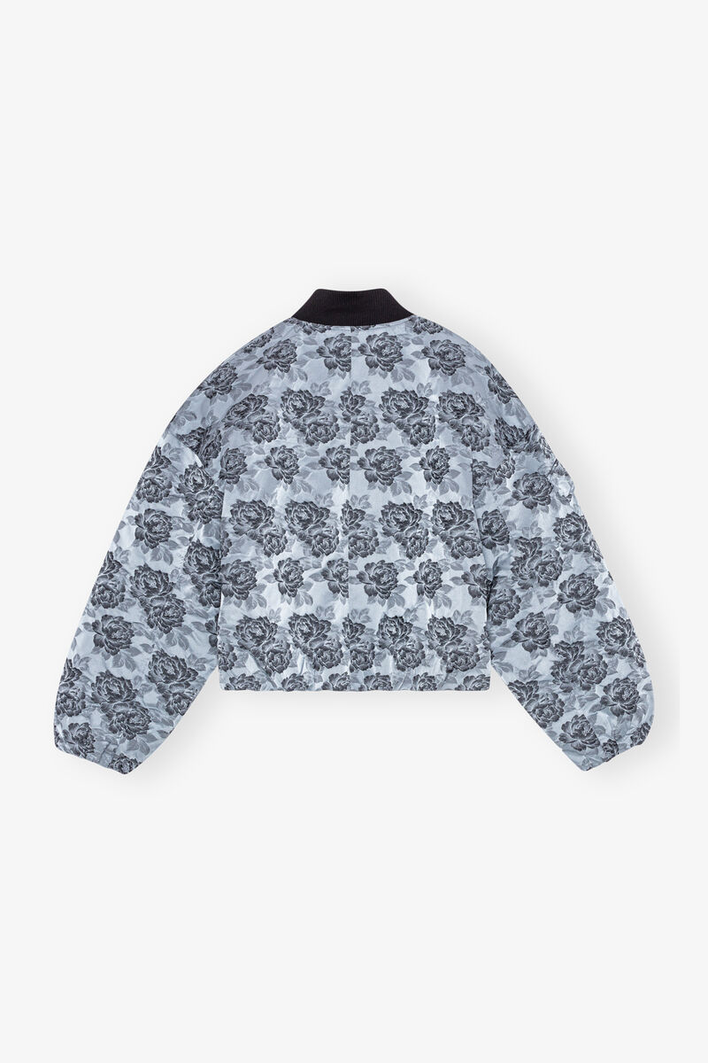 Botanical Jacquard Bomber Jacket, Polyamide, in colour Illusion Blue - 2 - GANNI