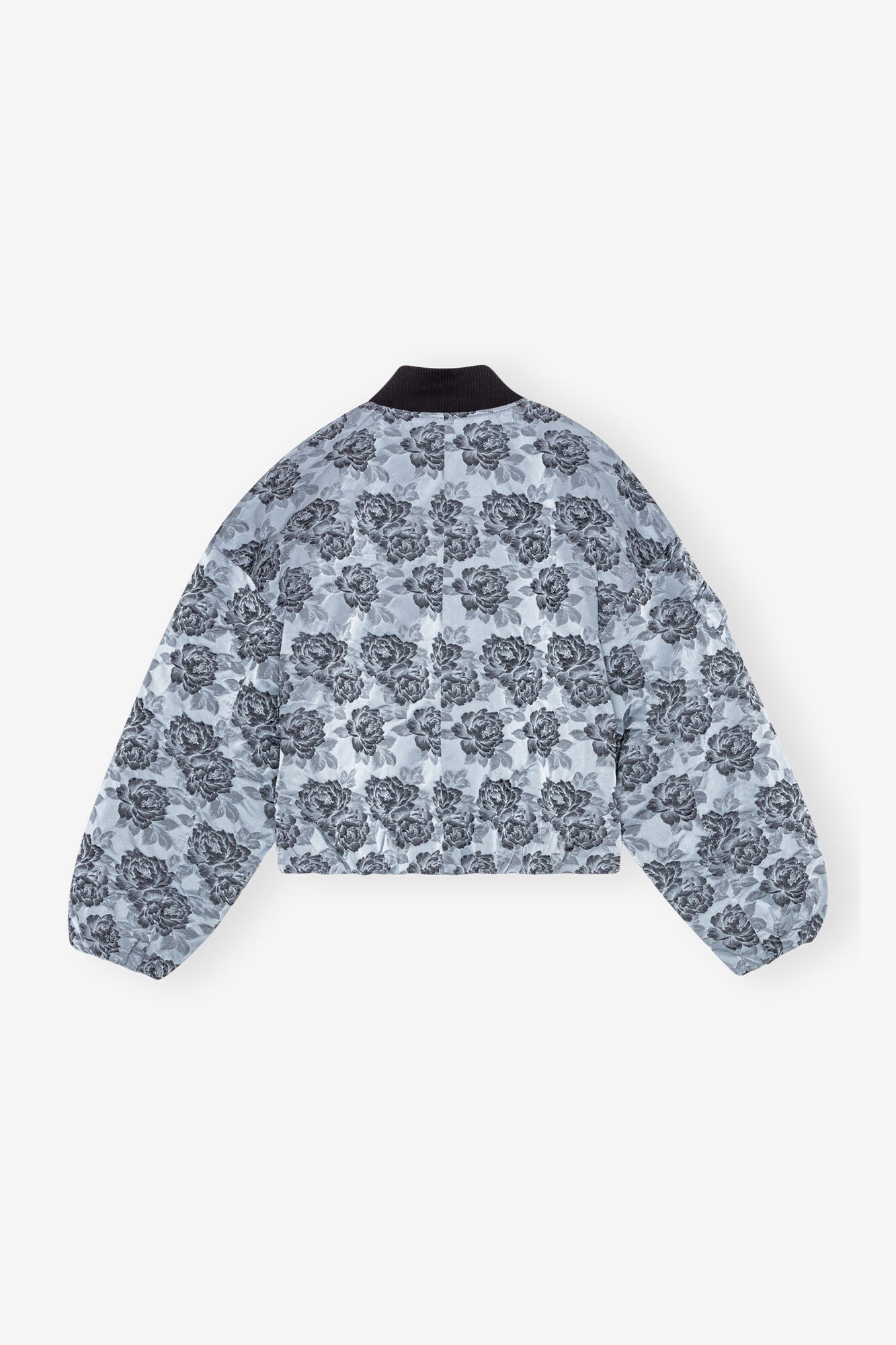 Botanical Jacquard Bomber Jacket, Polyamide, in colour Illusion Blue - 2 - GANNI