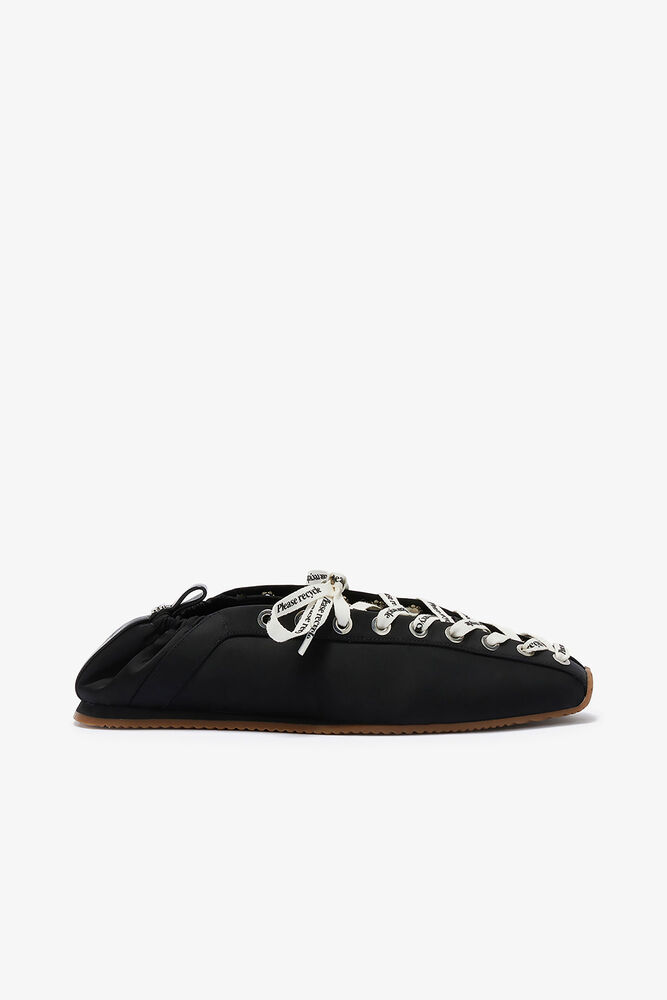 Lace Up Sporty Ballerina in Black, Jet Black