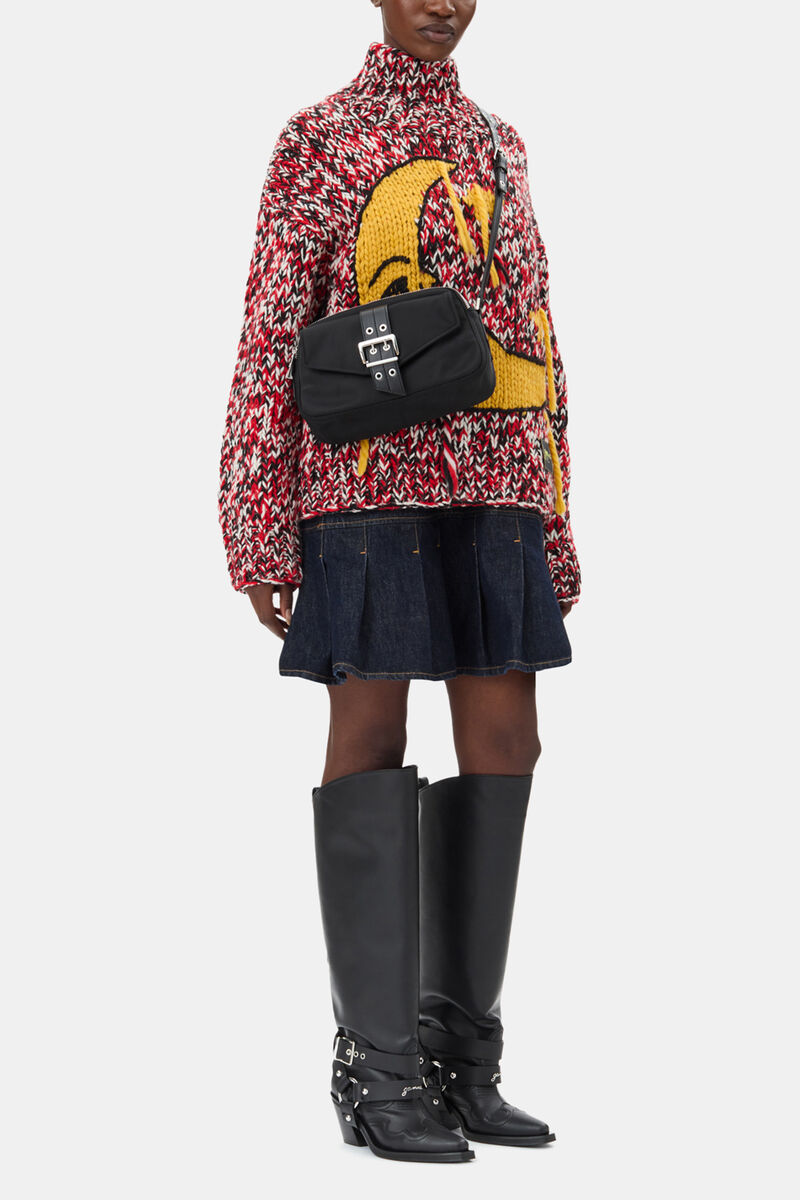 Sort Bucky kamerataske, Recycled Nylon, in colour Black - 1 - GANNI