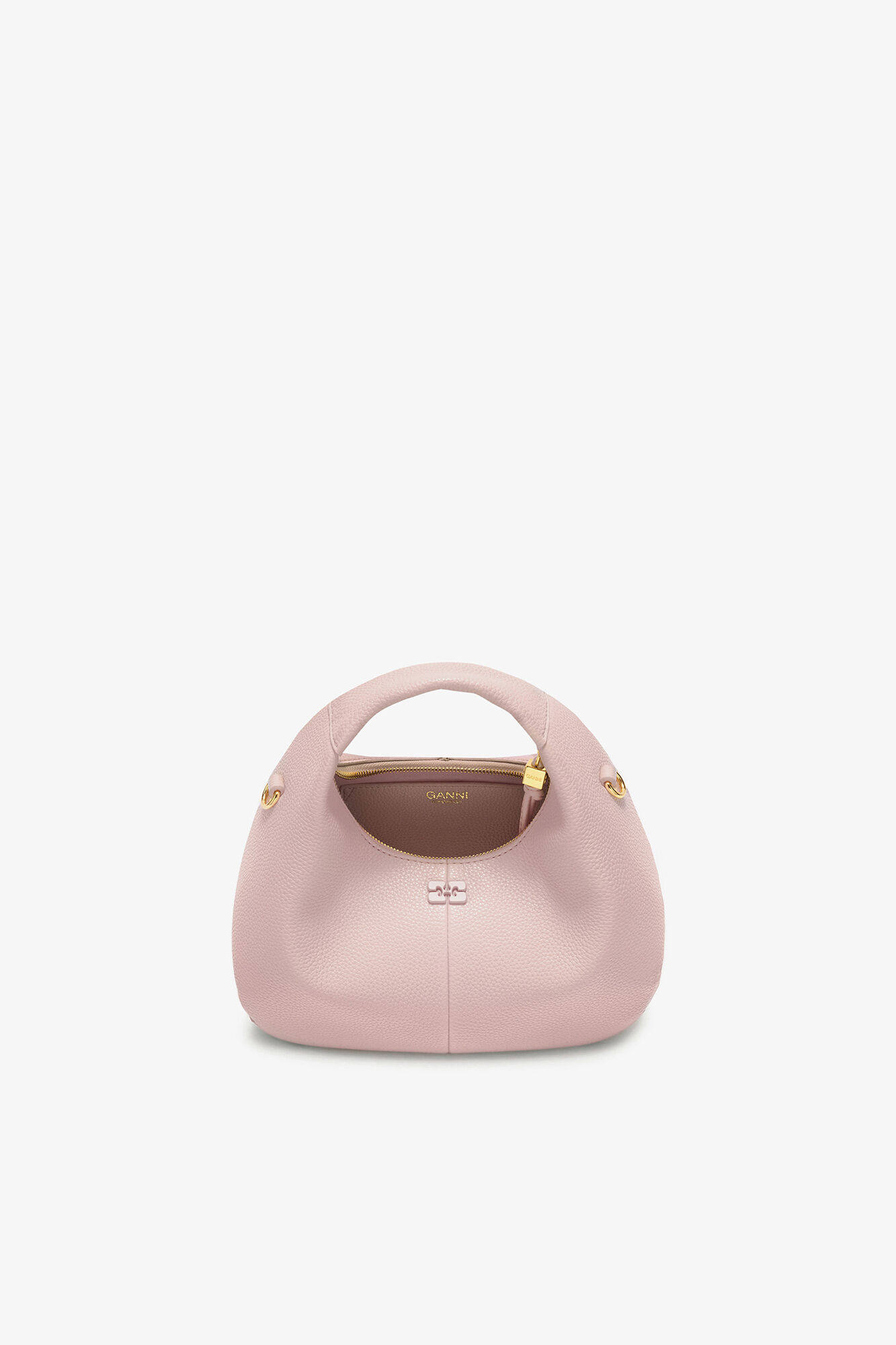 Mini Hobo taske med grynet tekstur, Recycled Polyester, in colour Chalk Pink - 3 - GANNI