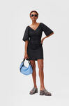 Ruched Mini Dress, Cotton, in colour Black - 4 - GANNI