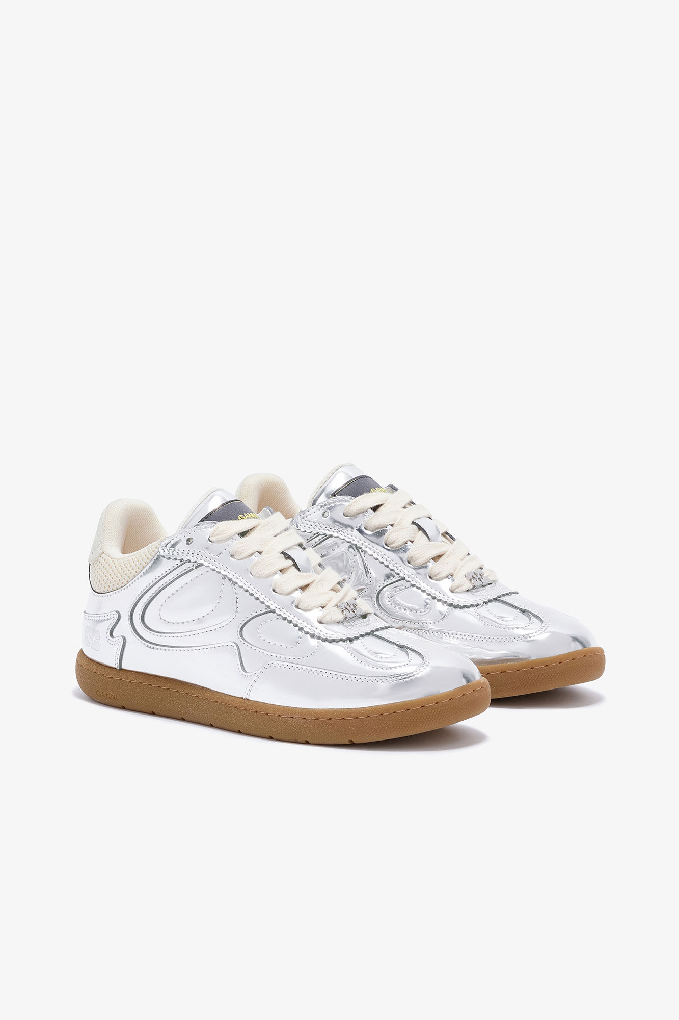08 Specchio sneakers, Polyester, in colour Silver - 2 - GANNI