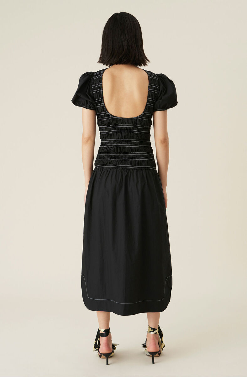 Cotton Poplin Dress, Cotton, in colour Black - 4 - GANNI