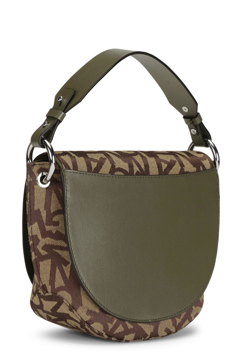 Banner Saddle Bag, Cotton, in colour Ermine - 2 - GANNI