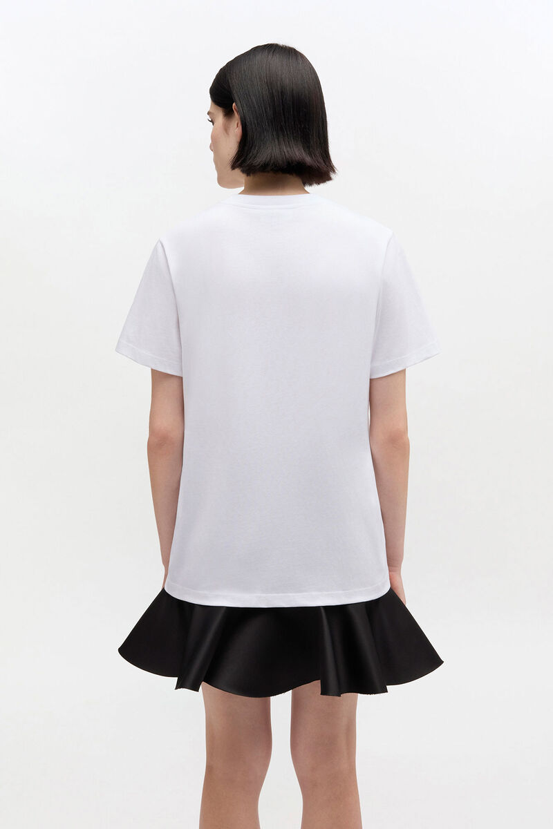 Weißes T-Shirt mit Westernstiefel-Print, in colour Bright White - 3 - GANNI