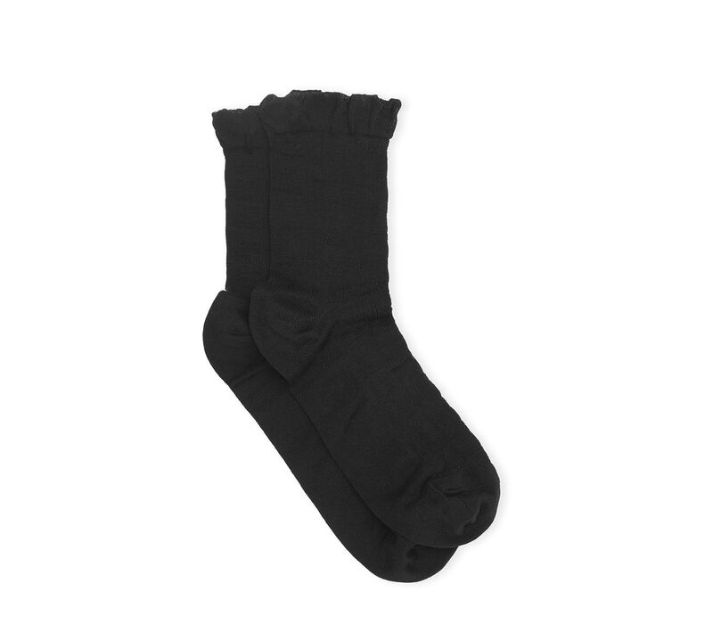 Black Short Ruffle-sokker, Elastane, in colour Black - 1 - GANNI