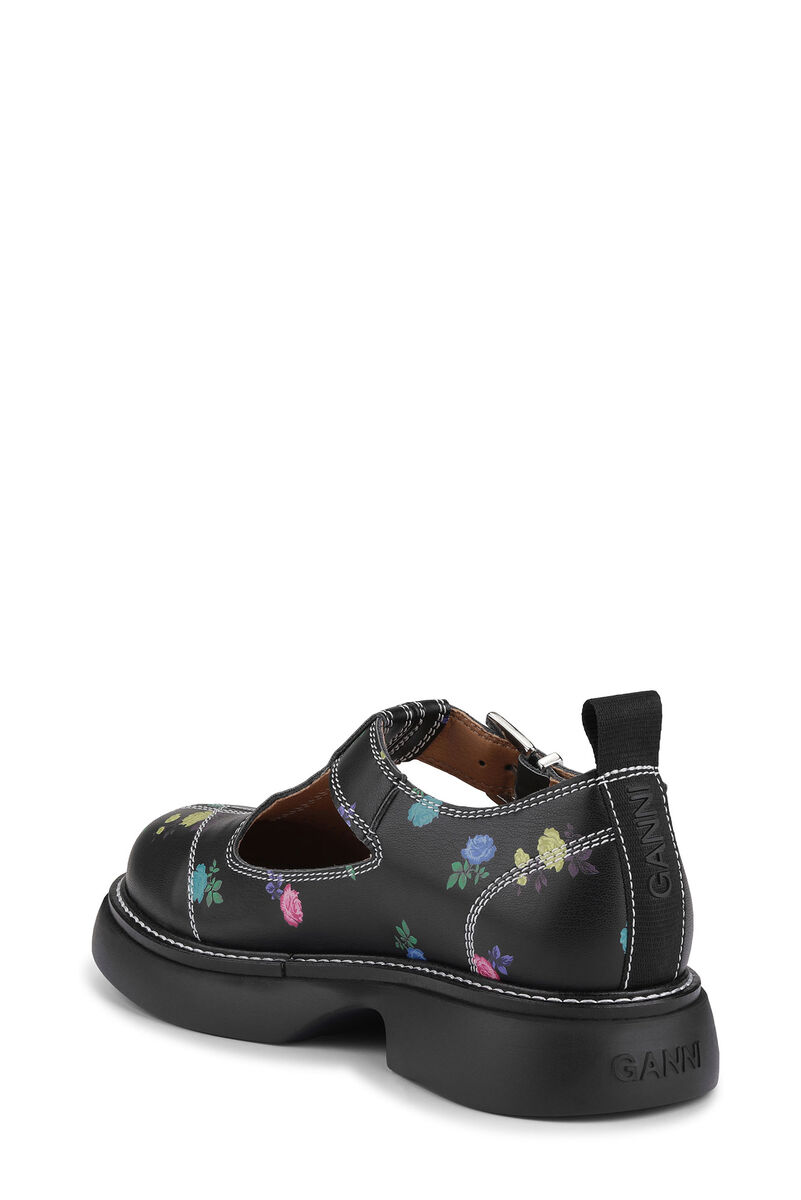Chaussures Flower Everyday Buckle Mary Jane, Polyester, in colour Black - 3 - GANNI