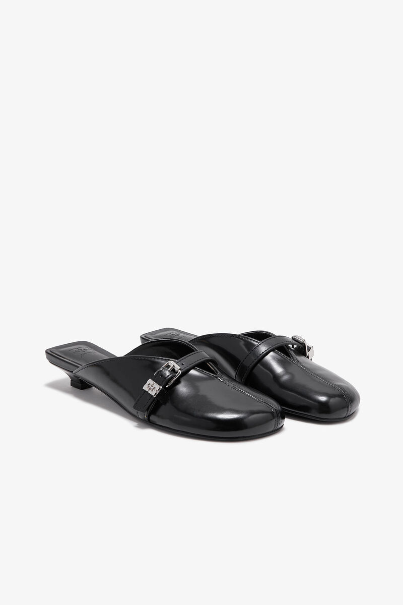 Black Kitten Heel Sue Mules, Polyurethane, in colour Black - 2 - GANNI