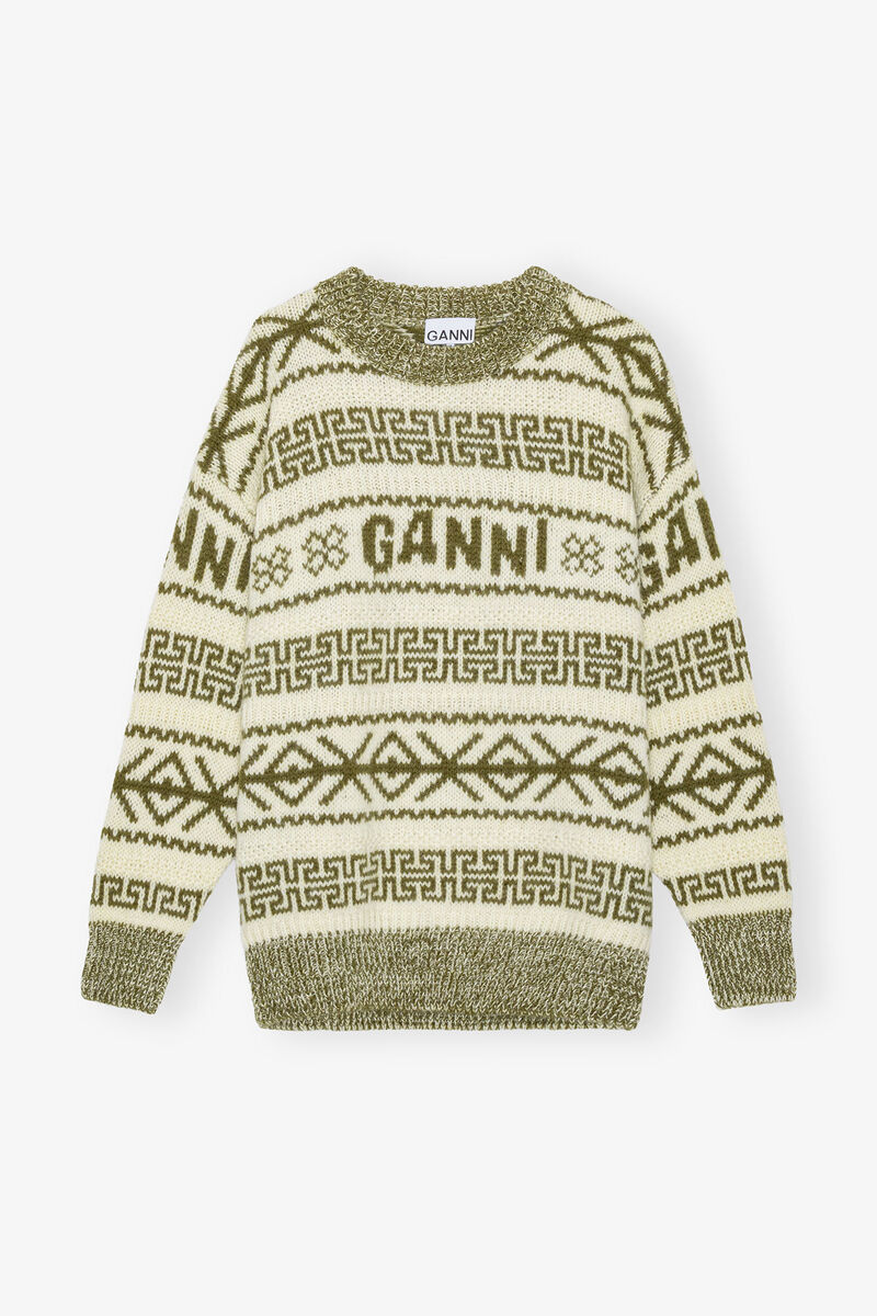 Wool Pullover, Organic Wool, in colour Avocado - 1 - GANNI