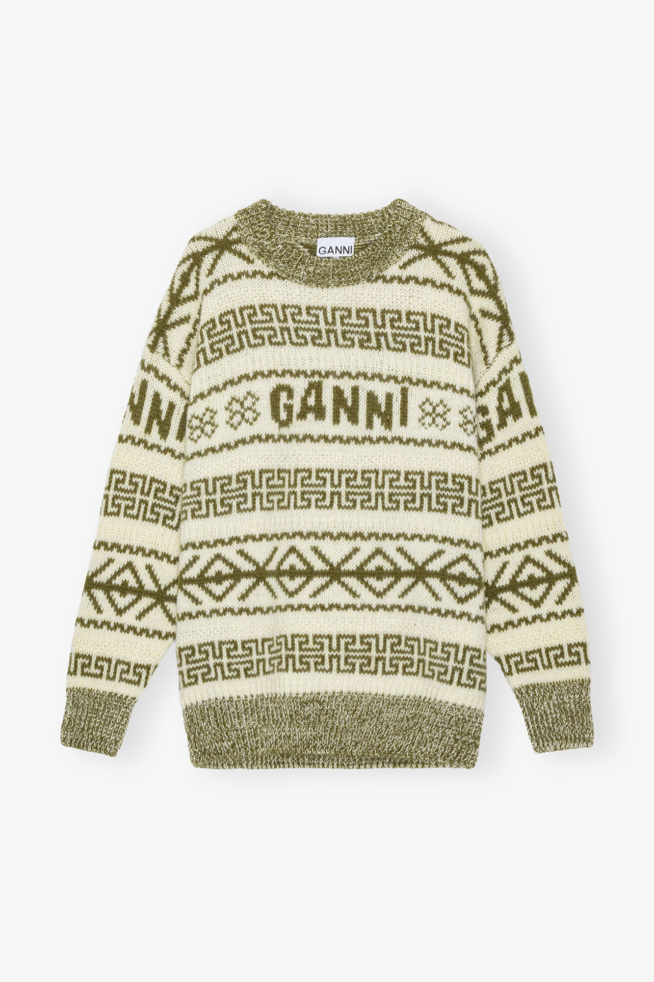 Wool Pullover, Organic Wool, in colour Avocado - 1 - GANNI