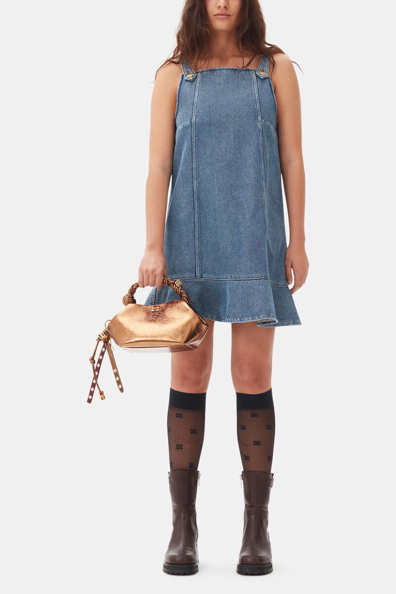 Blue Denim Mini Dress, Organic Cotton, in colour Tint Wash - 1 - GANNI