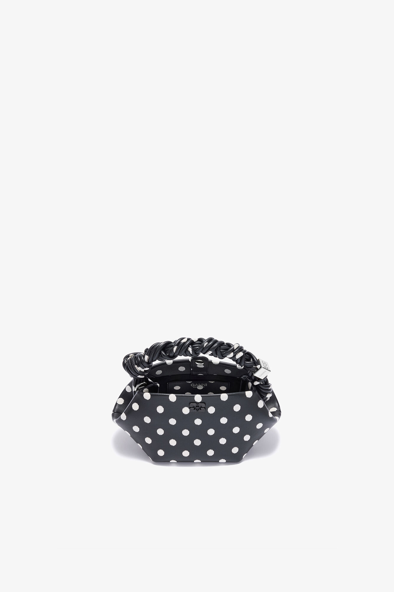 Polka-Dot Mini Bou Bag, Recycled Leather, in colour Black - 3 - GANNI