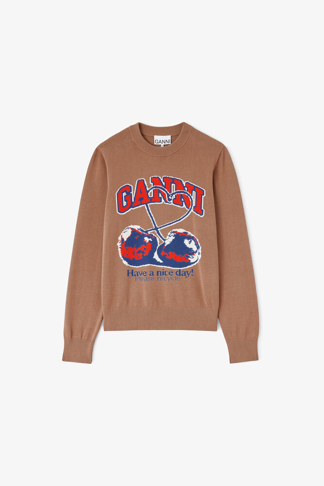 Jumper in Brown Fine Cotton, Camel