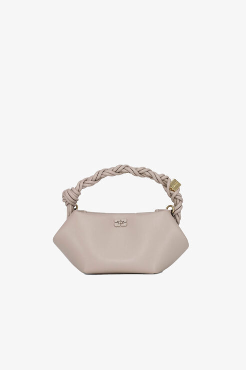 Ganni Light Grey Mini  Bou Bag In Oyster Gray