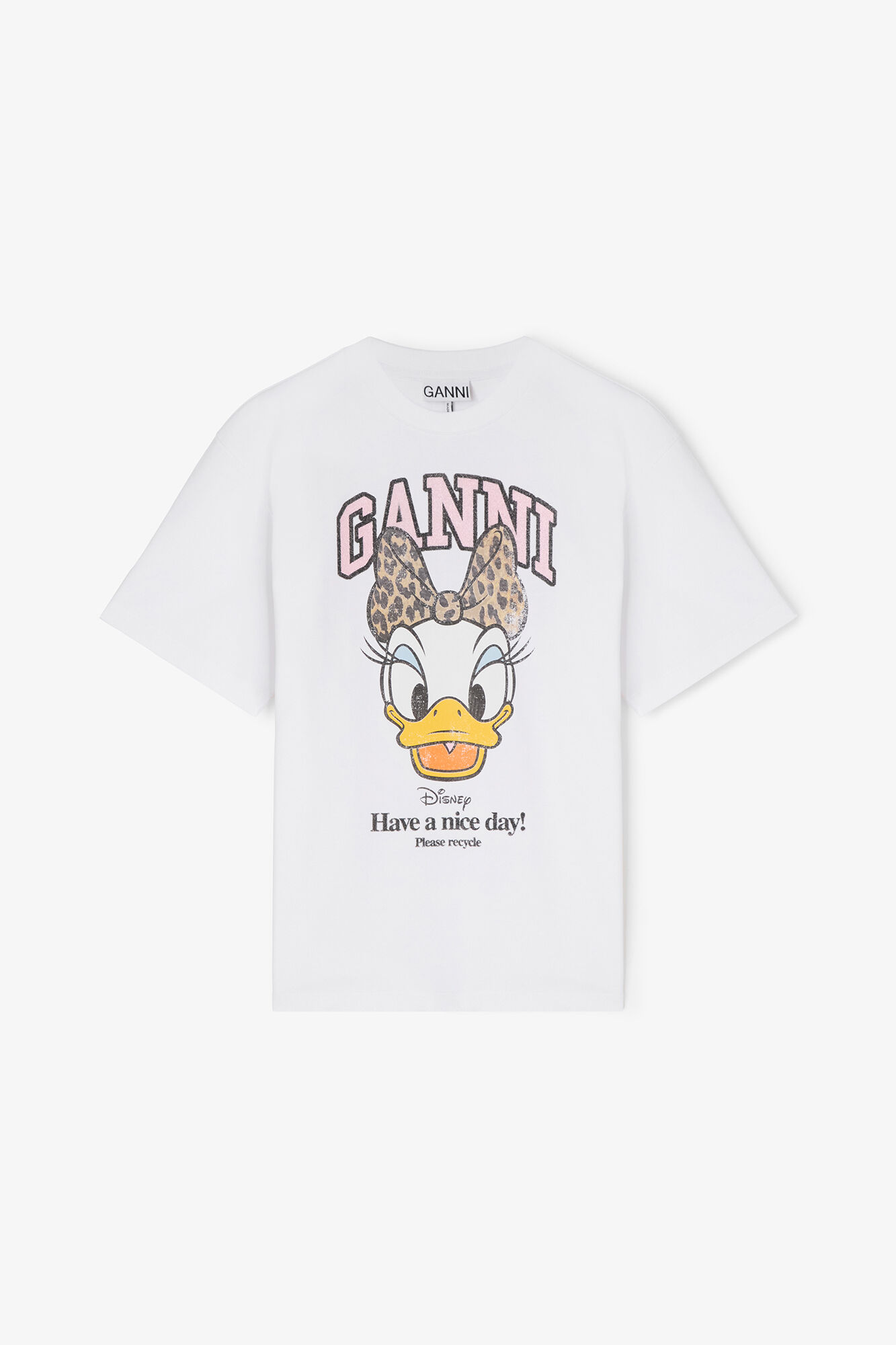 Daisy Duck White Printed T-shirt, Organic Cotton, in colour Bright White - 1 - GANNI