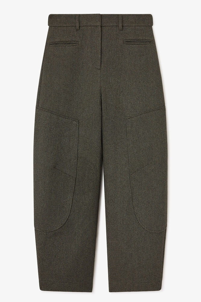 Green Mouline Curved Trousers, Forest Night