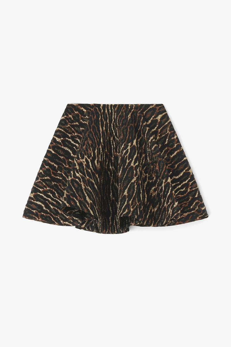 Metallic Cloque Circle Skirt, Recycled Polyester, in colour Antique Bronze - 1 - GANNI