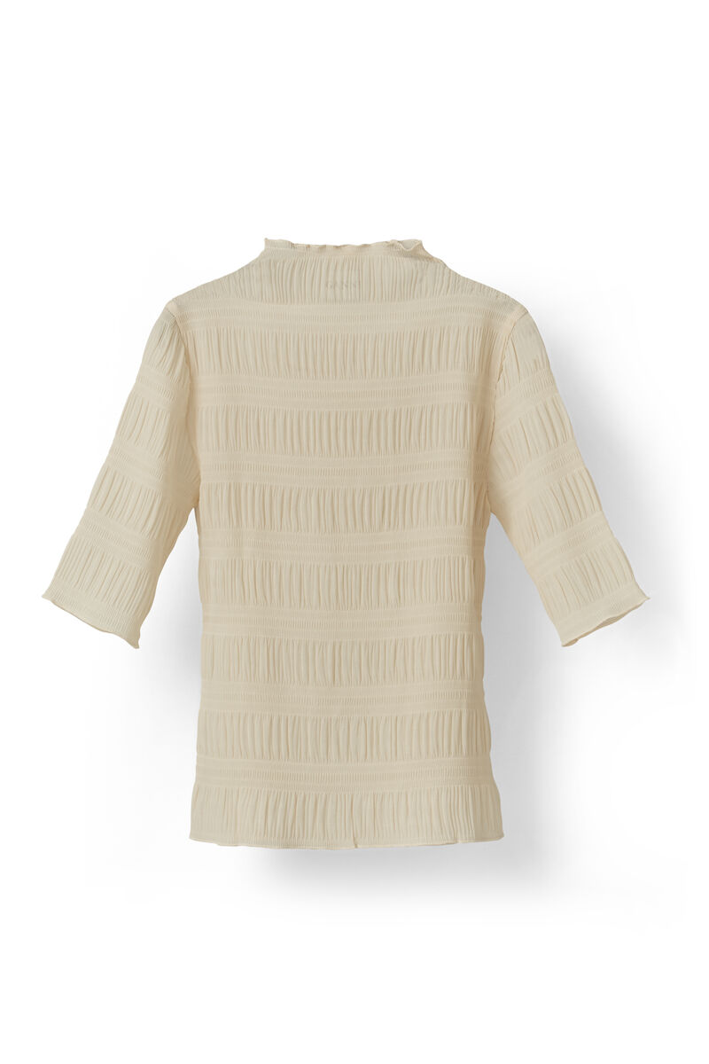 Hall Pleat Blouse, in colour Ivory Cream - 1 - GANNI