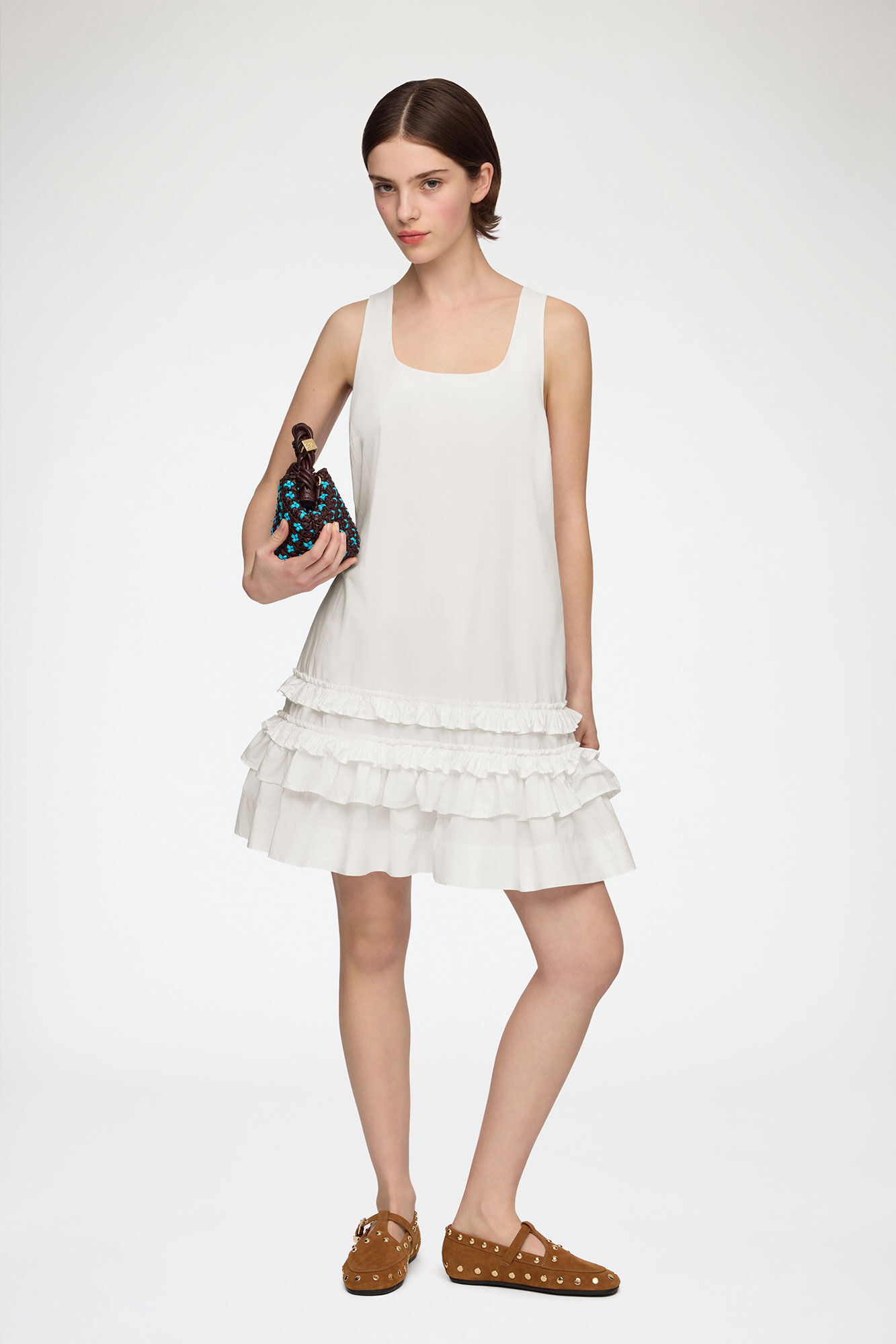 Dress in White Cotton, Organic Cotton, in colour Bright White - 1 - GANNI