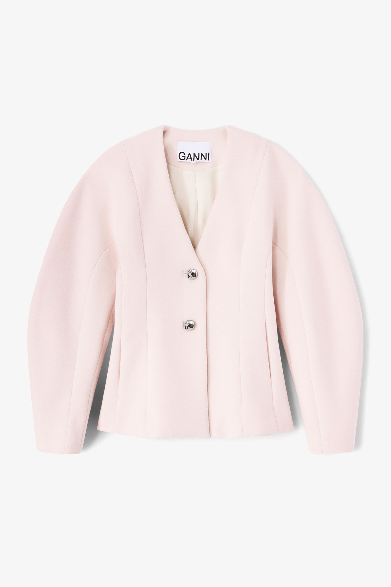 Pink Wool Blazer, in colour Ballerina - 1 - GANNI
