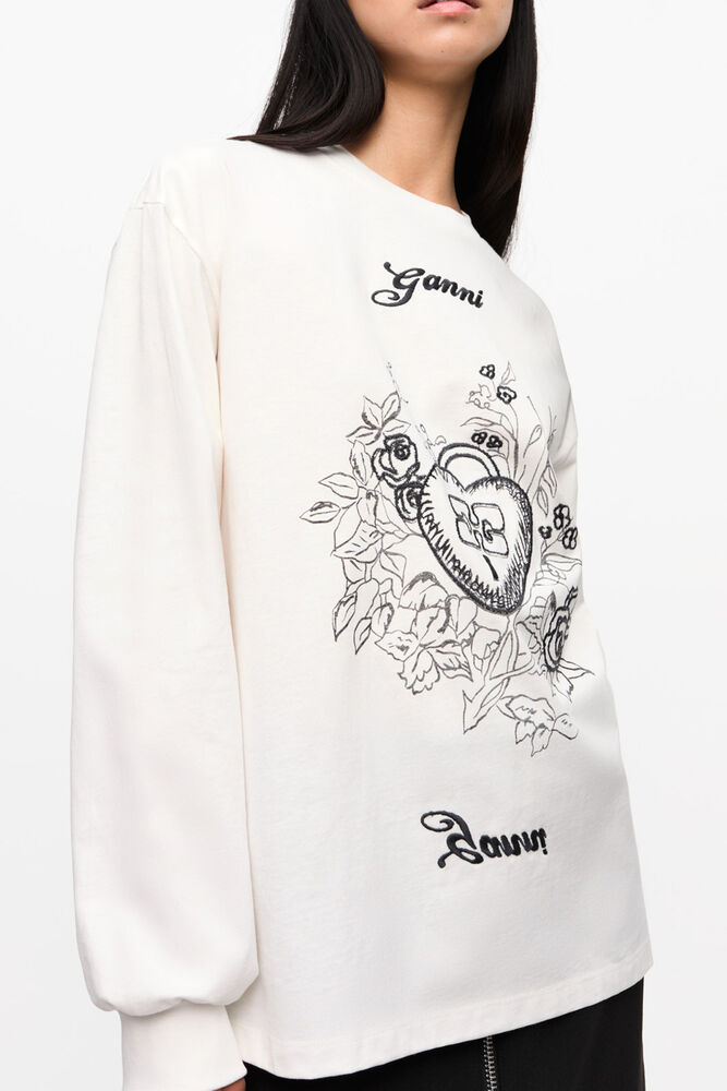 White Re-cut Heavy Long-sleeve T-shirt, Egret