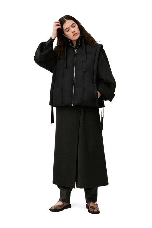 Ganni Oversize Quilted Puffer Vest In Black
