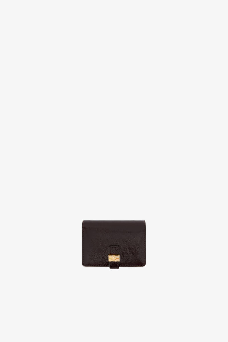 Sue Slim Card Holder in Brown, Polyester, in colour Demitasse - 1 - GANNI