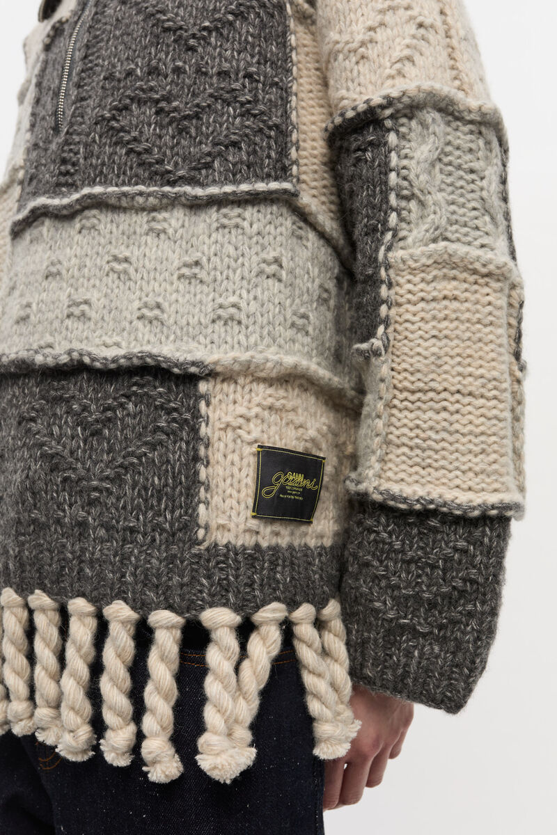 Patchwork Fringe Sweater, Cotton, in colour Multicolour - 3 - GANNI