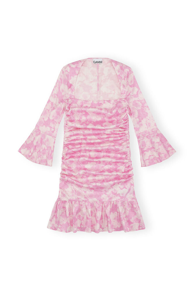 Silk Stretch Satin Mini Dress, Bonbon