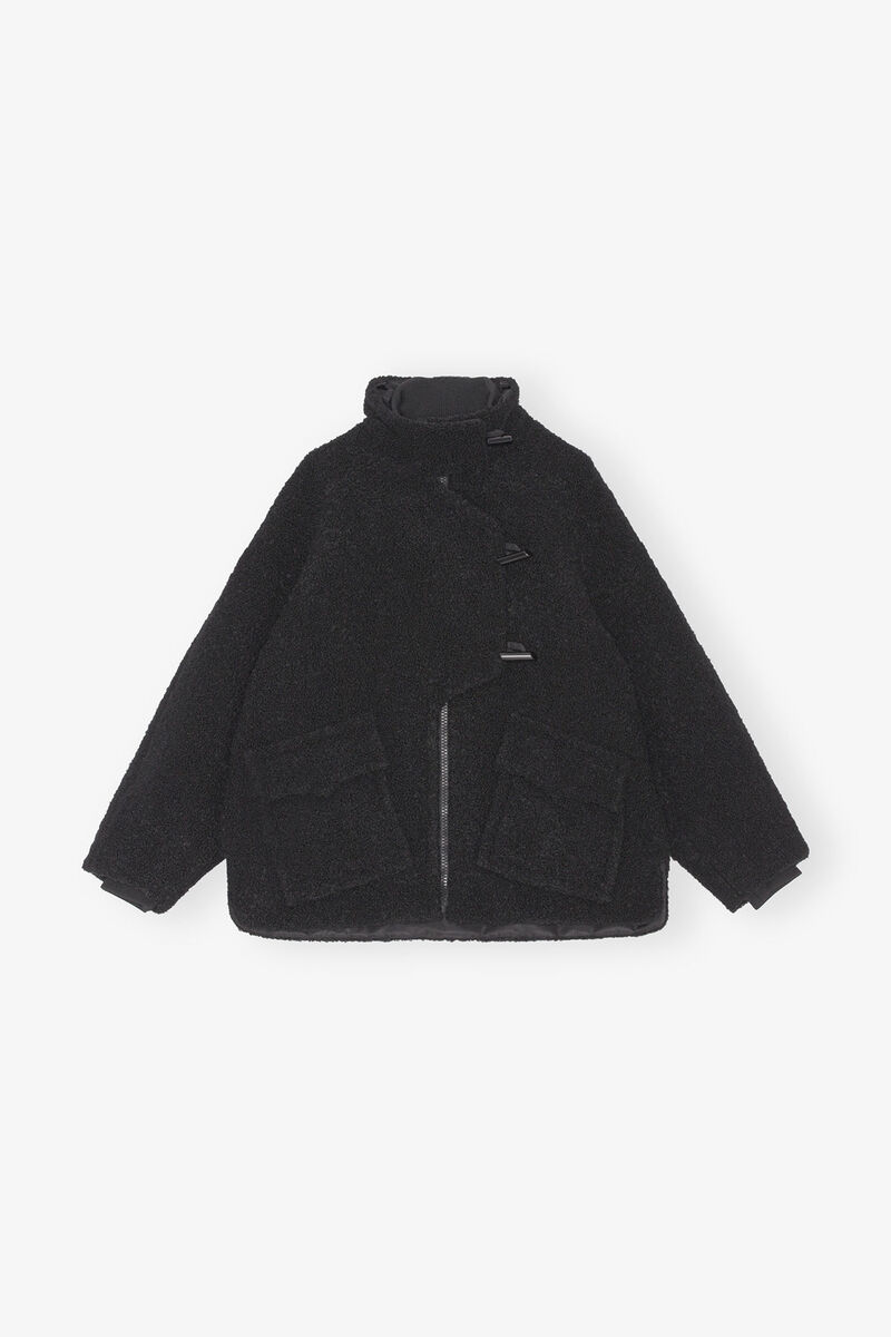 Black Boucle Jacket, Polyester, in colour Black - 1 - GANNI
