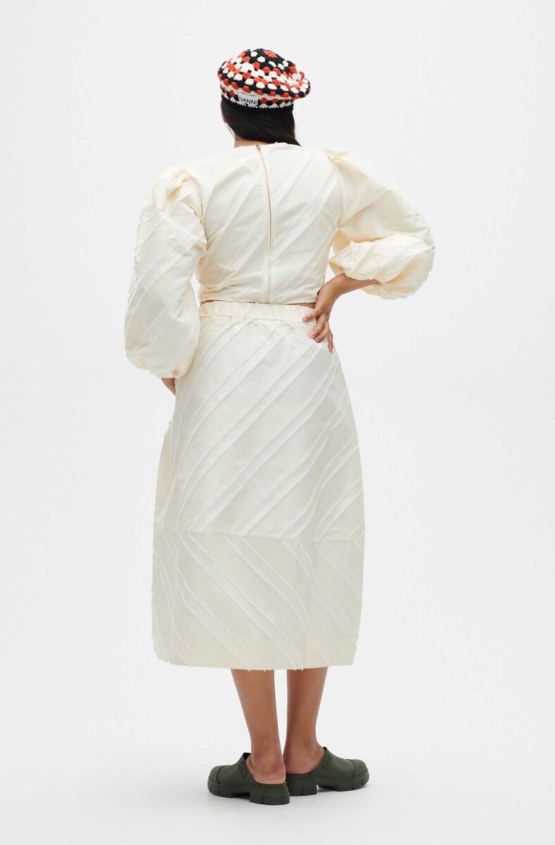 Taffeta Maxi Skirt, Polyester, in colour Egret - 2 - GANNI