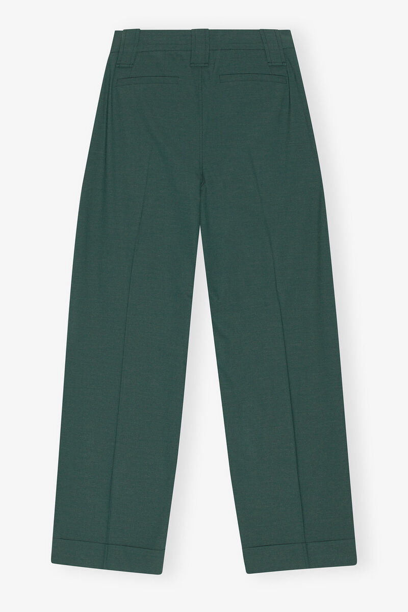 Drapey Melange Pleat Pants, Elastane, in colour Trekking Green - 4 - GANNI