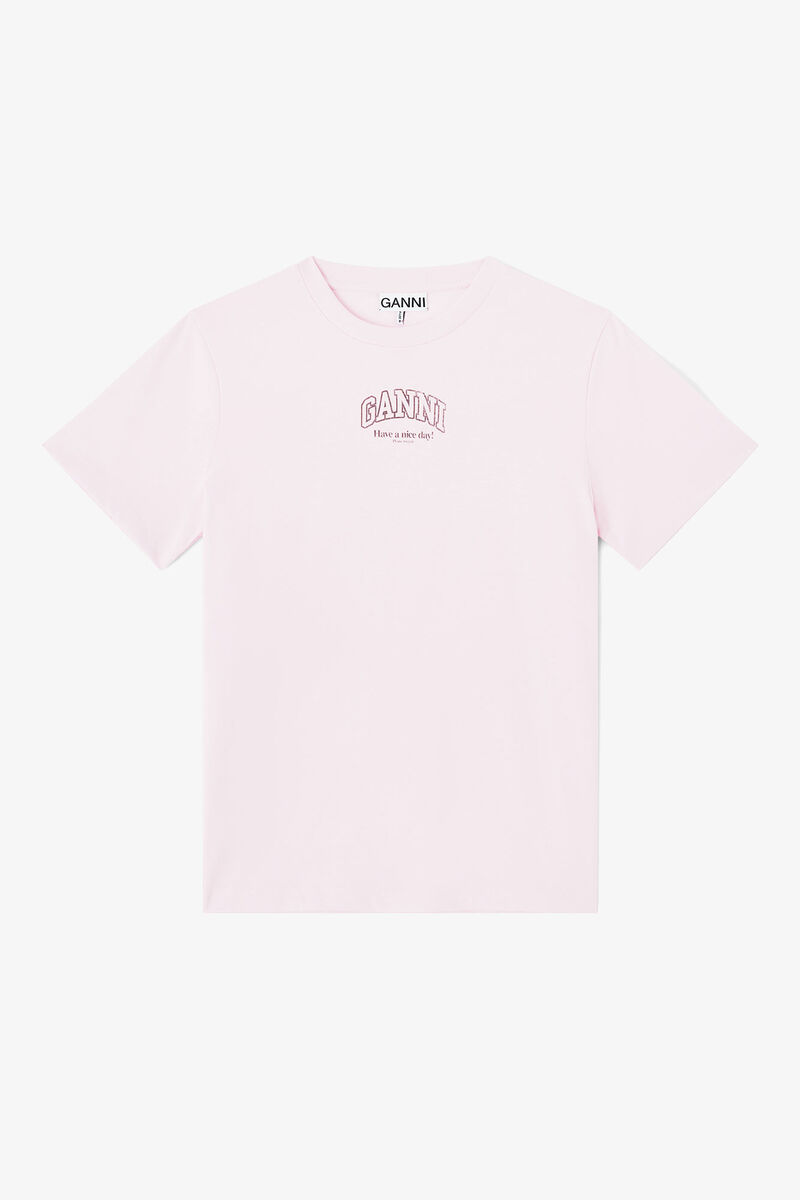 Essential Basic T-shirt, in colour Chalk Pink - 1 - GANNI
