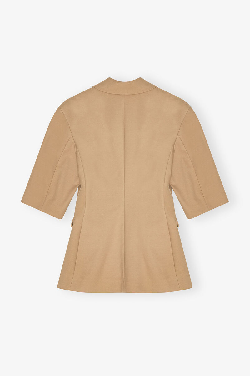 Camel 3/4 Sleeve Blazer, Elastane, in colour Tiger's Eye - 2 - GANNI