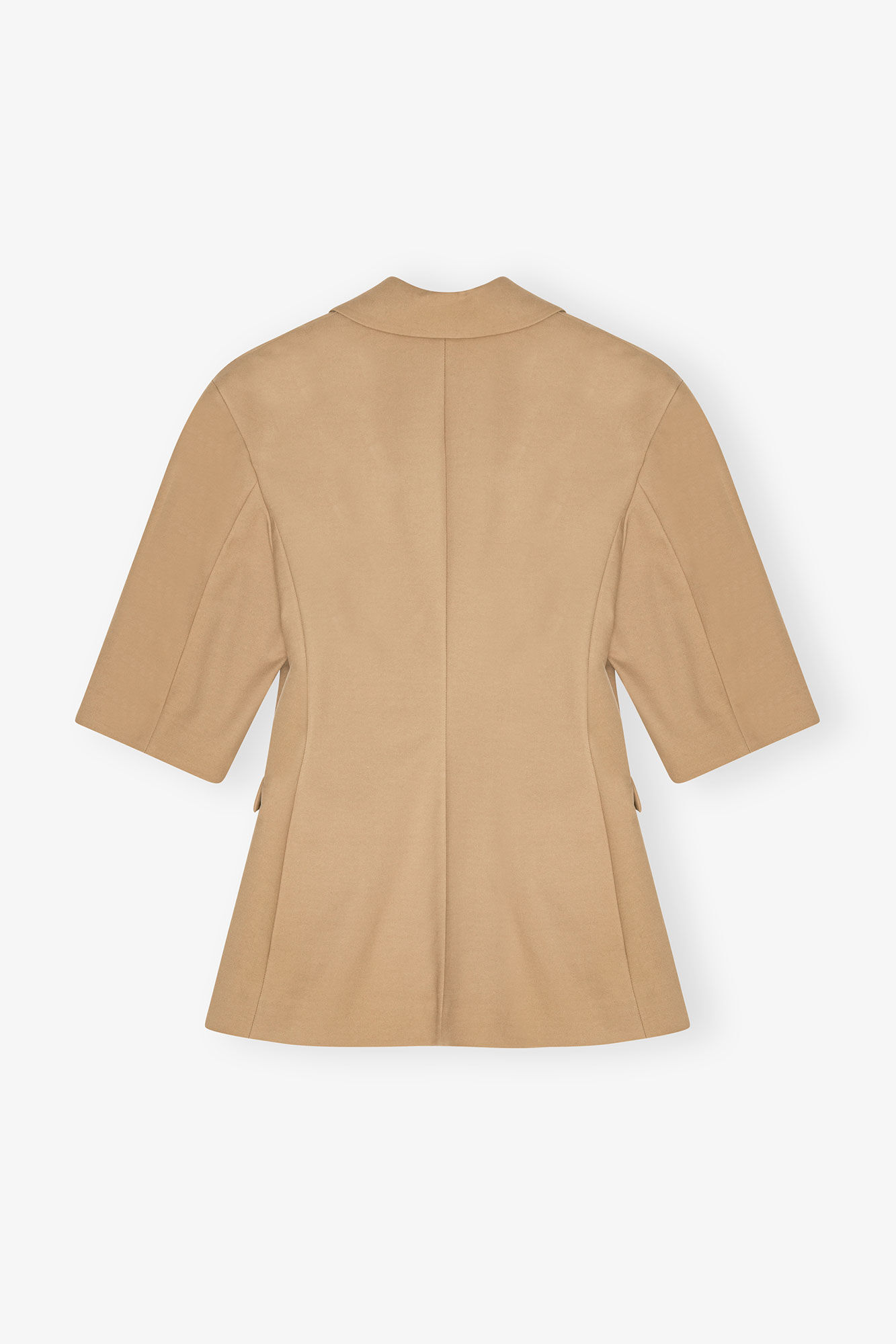 Camel 3/4 Sleeve Blazer, Elastane, in colour Tiger's Eye - 2 - GANNI
