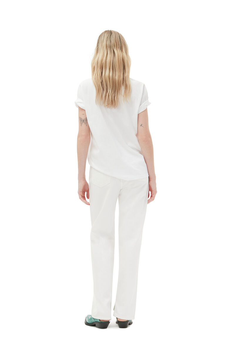 White Lovy Jeans  , Cotton, in colour Bright White - 2 - GANNI
