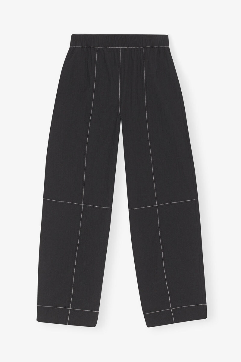 Black Elasticated Curve Bukser, Cotton, in colour Black - 1 - GANNI