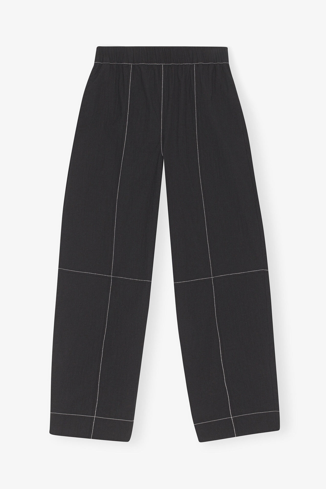 Black Elasticated Curve Bukser, Cotton, in colour Black - 1 - GANNI