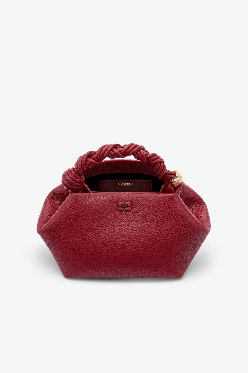 Red Grained Small Bou Bag, in colour Red Dahlia - 3 - GANNI