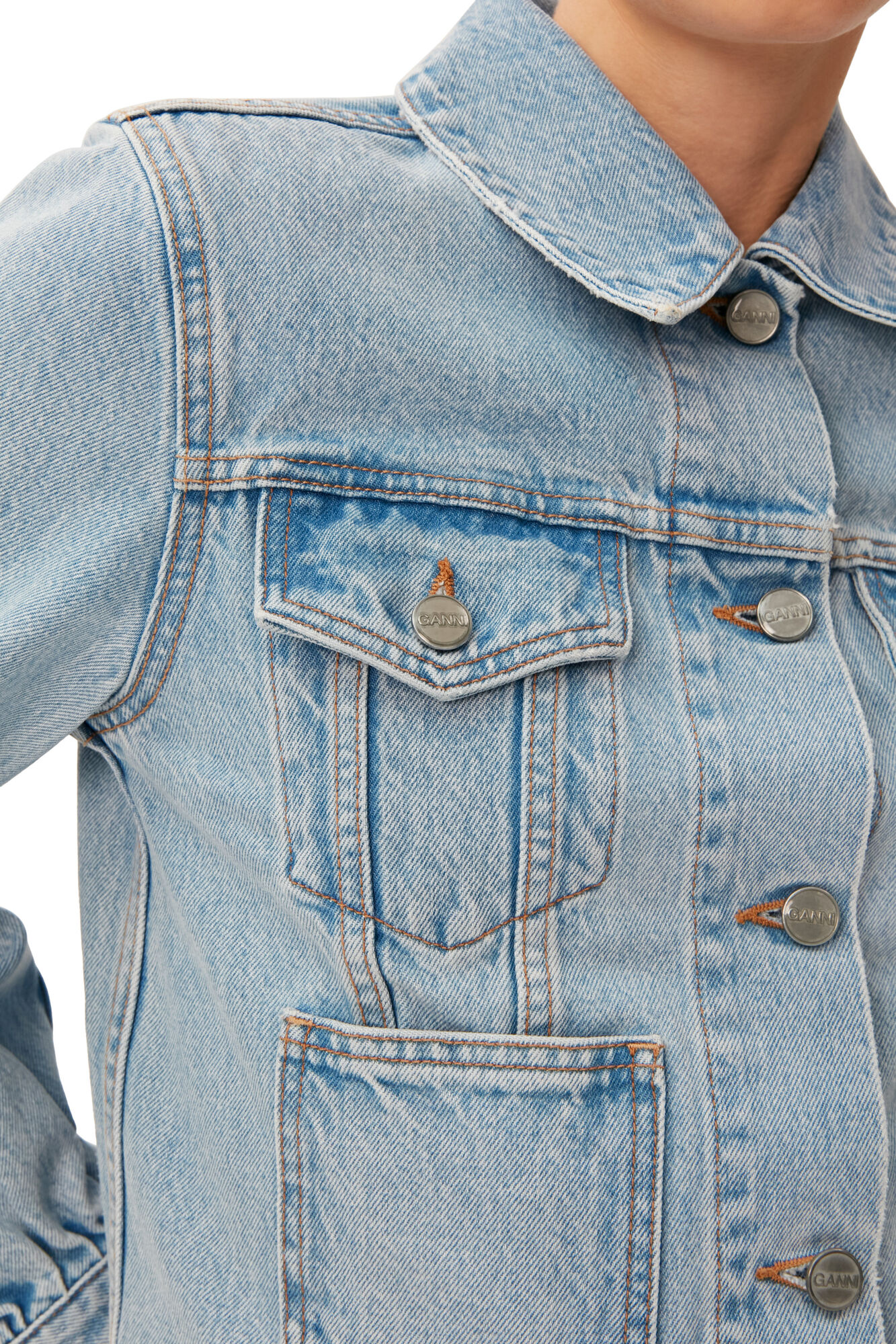 Rigid Denim Rigid Denim Camy, Cotton, in colour Light Blue Stone - 3 - GANNI