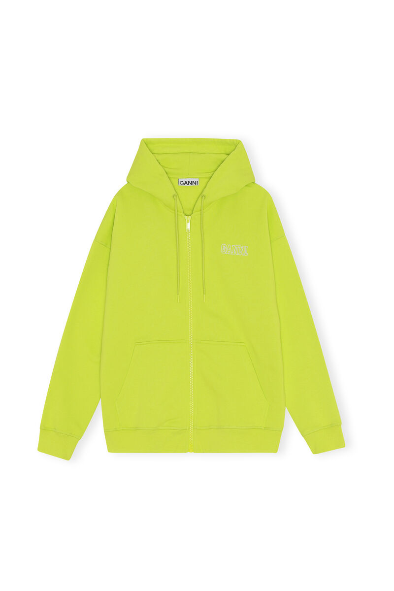 Sweat-shirt zippé oversize, Organic Cotton, in colour Lime Popsicle - 1 - GANNI