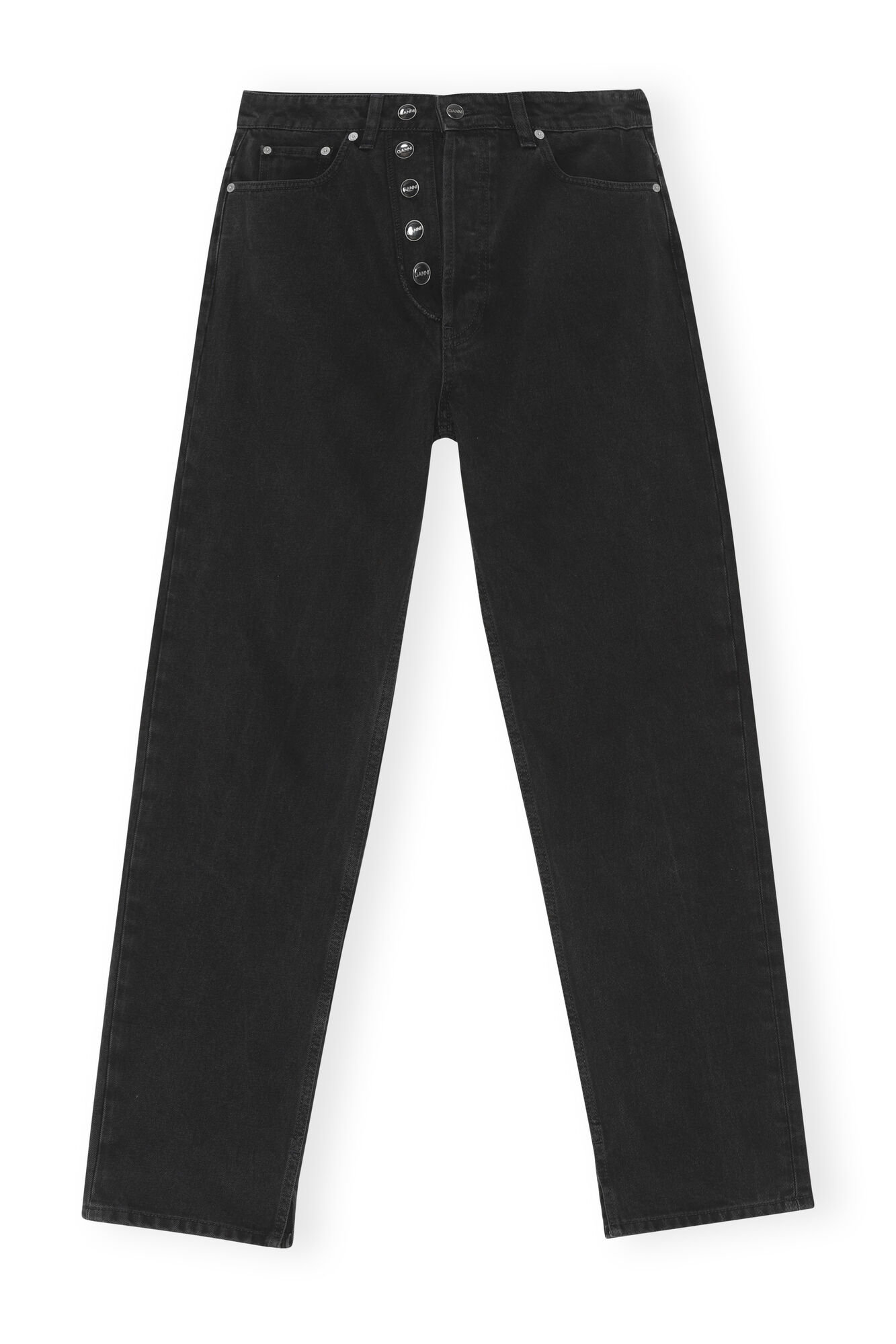 Rigid Denim Rigid Denim Figni, Cotton, in colour Washed Black/Black - 1 - GANNI