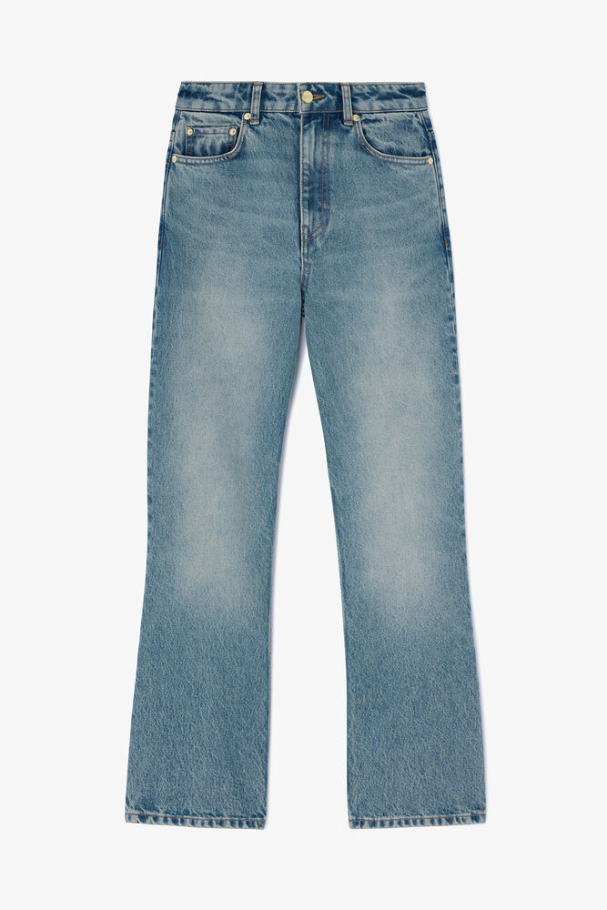 Betzy Cropped Jeans in Tint Rigid Denim, Mid Blue Vintage