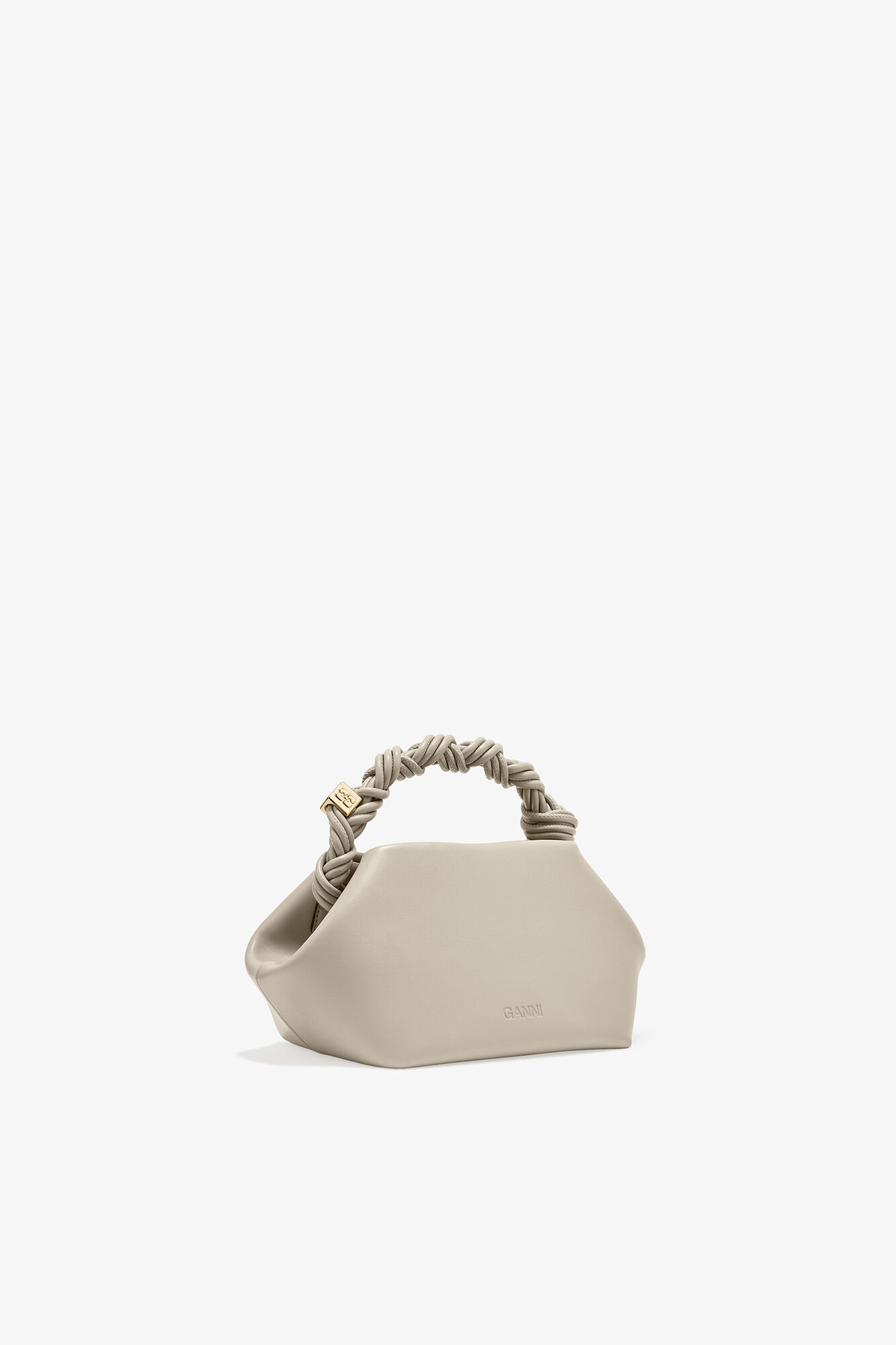 Light Grey Small Bou Bag, Recycled Leather, in colour Oyster Gray - 2 - GANNI