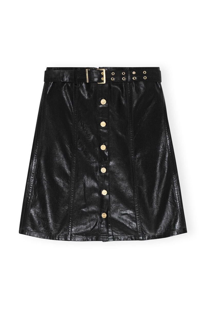 Black Foil Denim Corsage, Cotton, in colour Black - 1 - GANNI