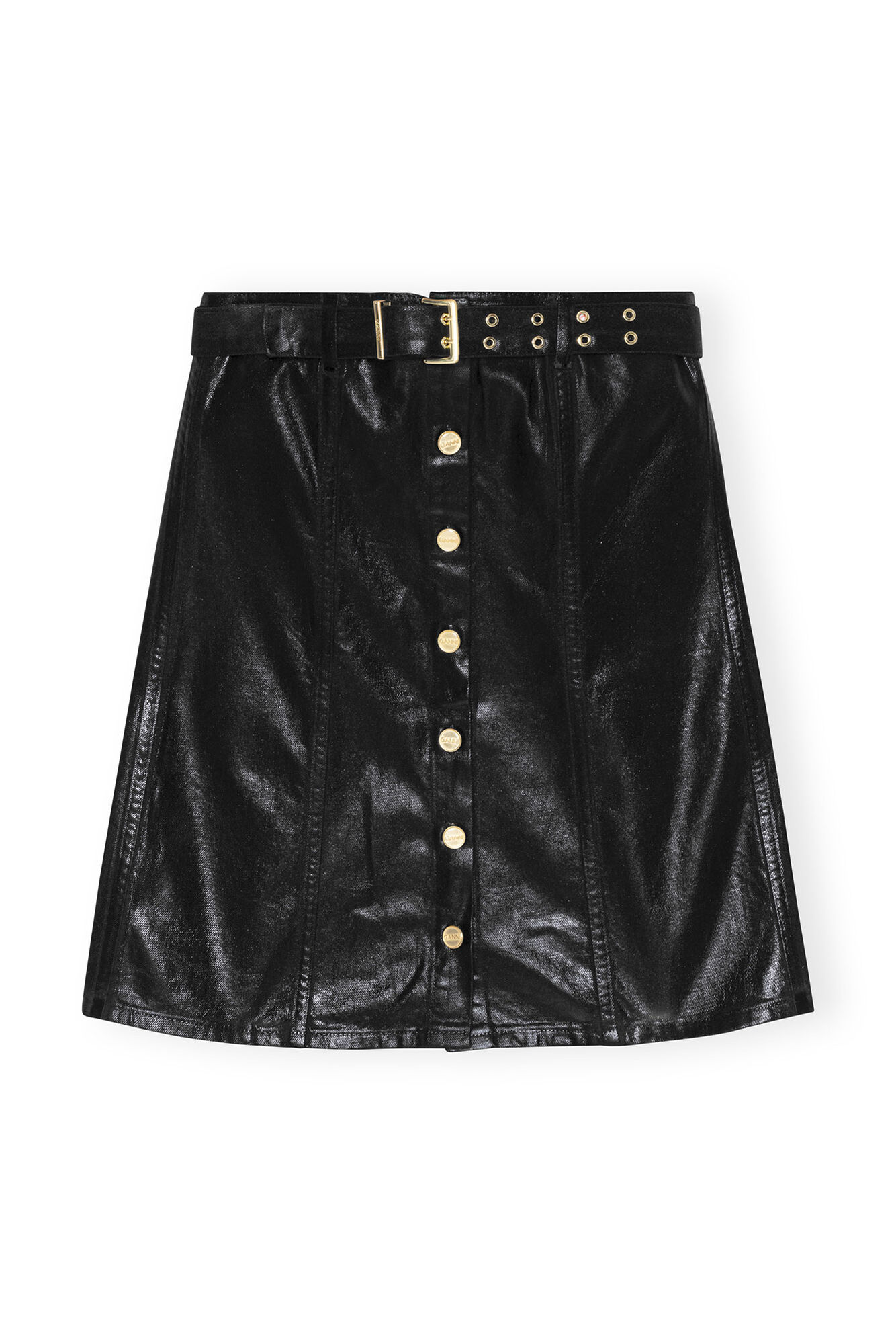 Black Foil Denim Corsage, Cotton, in colour Black - 1 - GANNI